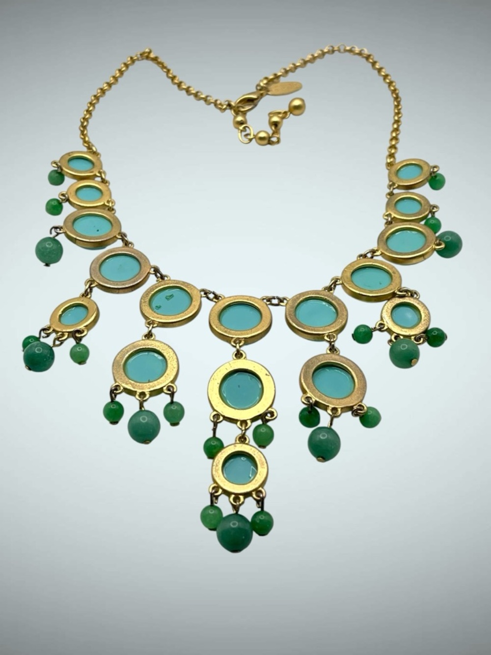 Stylish Talbots Faux Turquoise Bib Drop Statement Necklace Coastal Vibe - Picture 12 of 16